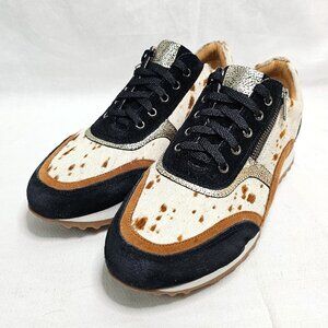 Myra Bag Rush Fur Leather Sneakers Shoes S-4092 Black Brown Women's Size 9